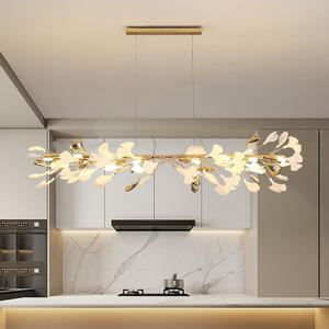 Lustre et luminaire suspendu en céramique blanche post-moderne en forme de feuille de ginkgo pour salon, chambre à coucher, décoration intérieure - Product Image 1