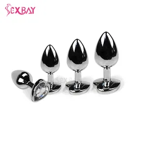 Sexbay steker anal logam paling populer tiga buah satu set perhiasan batu permata sumbat bokong bawah expander pria dan wanita mainan seks pantat