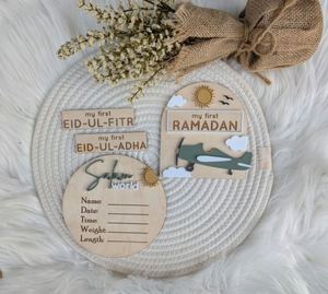 Plaque en bois pour bébé, accessoire photo pour la première fête de l'Aïd, marqueur de palier islamique Salam, cadeau - Product Image 4