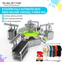 Machine de presse à chaud automatique industrielle à 8 stations, version X-Press 6.0, nouvelle pour le transfert DTF sur T-shirts et vêtements