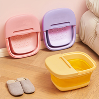 Bassin de lavage des pieds pliable et portable en plastique coloré multi-usage avec poignée pour la maison
