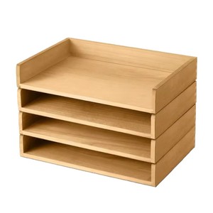 Bamboo Desktop <b>Storage</b> Rack A4 Size 33x26x24.5cm Multi Layer Office Organizer For <b>Documents</b> And Stationery - Product Image 2