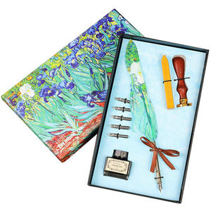 Creative Gift Feather Dip <b>Pen</b> Set Oil <b>Painting</b> Series Custom Writing Fountain <b>Pen</b> - Product Image 3