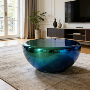 <span class=keywords><strong>Tavolino</strong></span> da Caffè Circolare di Lusso con Finitura Metallica Lucida, Superficie a Specchio Unica ed Estetica, Design d'Interni per Villa e Salone - Product Image 2