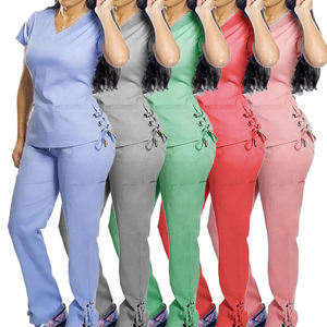 Medical Scrubs Wholesale Spandex Joggers Scrubs Suit Fashion Hospital Nurse <strong>Uniform</strong> Dental <strong>Clinic</strong> Custom Women Scrub Sets - Product Image 1