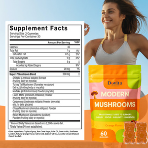 Sixty Count Orange Mushroom Gummies Super Seven Blend Shiitake Turkey Tail Maitake Lions Mane Cordyceps Chaga Reishi Gluten Free - Product Image 2