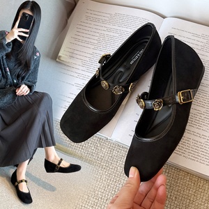 039-6 <span class=keywords><strong>Scarpe</strong></span> <span class=keywords><strong>Basse</strong></span> Casual da Donna in Morbida Pelle Scamosciata Stile Retrò Francese, Traspiranti, Tacco Basso, Nuovi Modelli, Ballerine Eleganti - Product Image 2