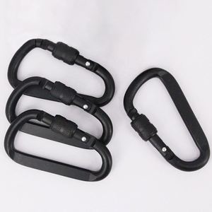Custom Logo Black Durable Safety <b>Spring</b> Hook Screw Gate Aluminum D Shaped Carabiner <b>Clips</b> for Promotional Giveaway - Product Image 4
