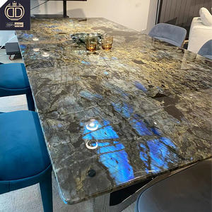 Foshan Möbel Blauer Jadeit Moderner Rechteckiger Italienischer Luxus-Marmor-Esstisch-Set mit 6 Stühlen für Apartment, Hotel, Villa - Product Image 3