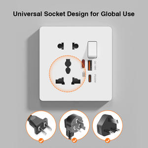 Interrupteurs et prises murales noirs mats standard britanniques gravés sur mesure |   Ports de charge USB 10A et indicateurs <span class=keywords><strong>LED</strong></span> en matériau PC - Product Image 3