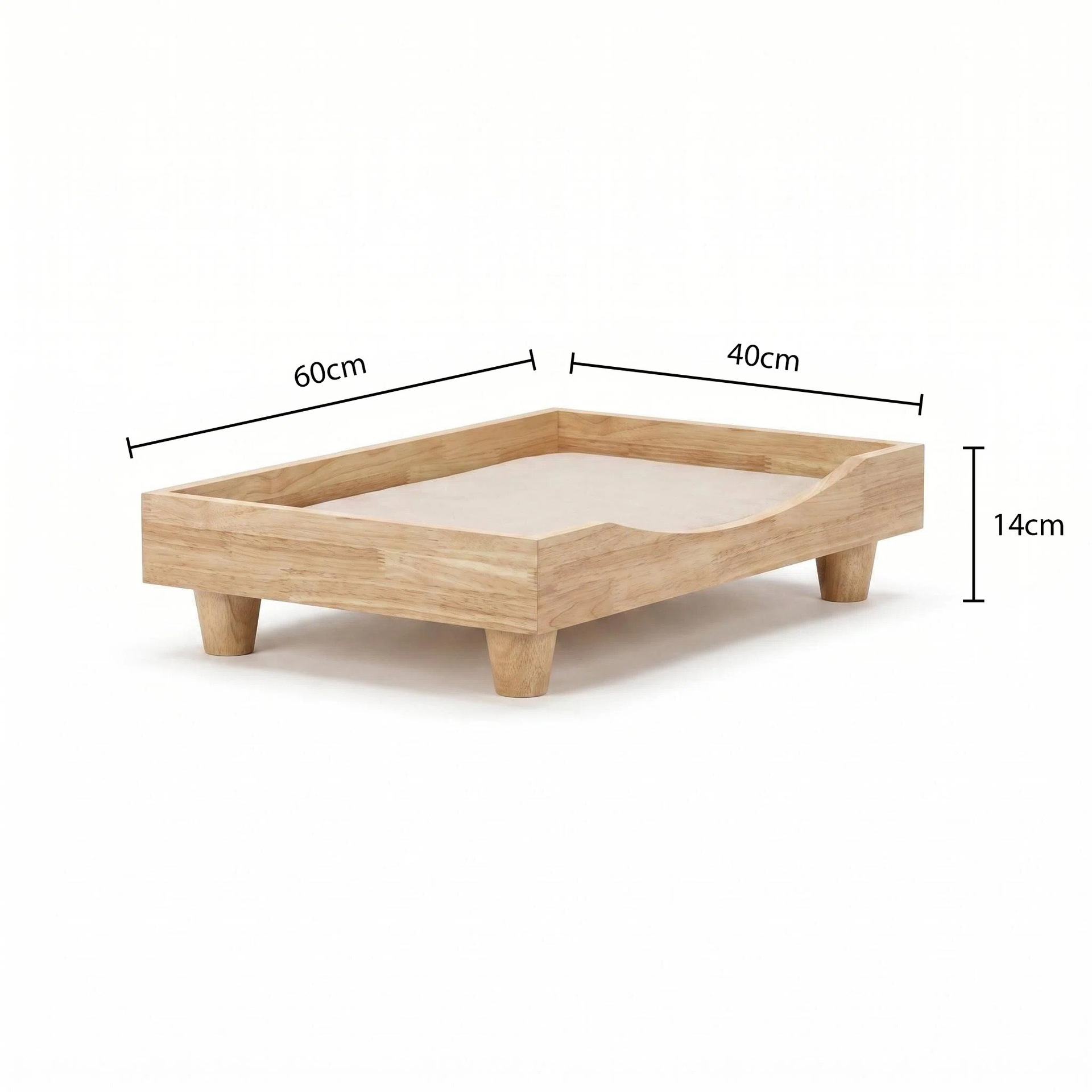 Panier pour chat en bois massif [avec grand coussin]
