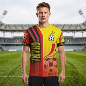 เสื้อฟุตบอลทีมชาติกานา แฟนซี ชุดเหย้า สีเหลืองแดง รุ่น Road to <span class=keywords><strong>Champion</strong></span> ผ้าโพลีเอสเตอร์แห้งเร็ว สำหรับผู้ใหญ่ - Product Image 6