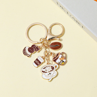 Porte-clés café en alliage de zinc, fait main, léger, avec pendentif mignon en émail (grain de café, tasse, mug), fermoir mousqueton, cadeau pour les amateurs de café, tendance