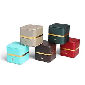Caja de Joyería de PU Personalizada, Cajas para Anillos, Empaque para Joyas, Caja para Collares, Logotipo Personalizado, Caja de Lujo con Borde Dorado - Product Image 1