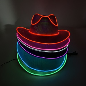 Dasheng, 10 colores, LED, neón brillante, sombreros de vaquero Rave, actuación de <span class=keywords><strong>Halloween</strong></span>, luz intermitente para graduación de Pascua y Año Nuevo - Product Image 2