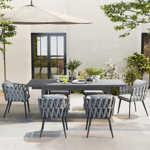 Outdoor Dining <strong>Table</strong> <strong>Adjustable</strong> Stretch Long <strong>Table</strong> Garden Patio Rectangle Ceramic Tile Top Metal <strong>Leg</strong> Dining <strong>Table</strong>