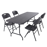 Meubles d'extérieur portables, table pliante rectangulaire en plastique blanche de 6 pieds, pour banquets, traiteur, barbecue, camping, pique-nique