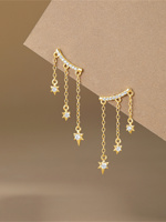Nouvelles Boucles d'oreilles pendantes en argent sterling S925 avec étoile à huit branches et diamants, style luxe léger, pour femme