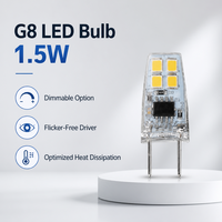 Ampoule LED G8 1,5W 2,2W 120V 230V CRI 90+ Dimmable Bi-Pin 2700-6500K pour éclairage sous armoire de cuisine
