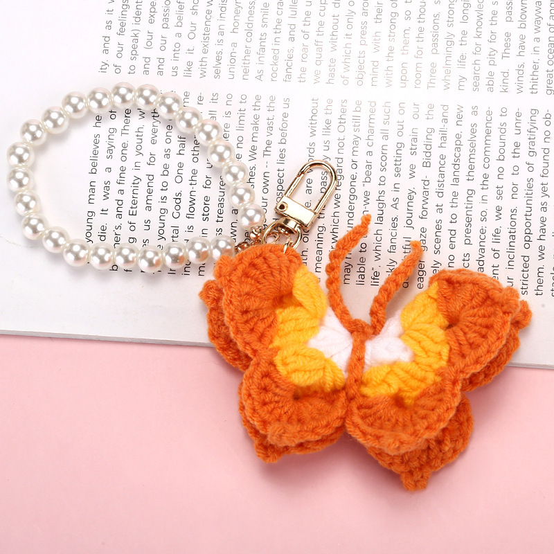 Orange crochet Butterfly keychain