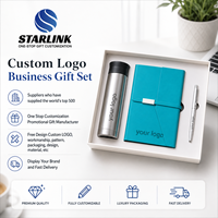 Starlink Luxus Firmengeschenkset mit Individuellem Logo Edelstahl-Thermosflasche PU-Leder Notizbuch Kugelschreiber Geschenkbox