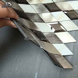 Tự dính Nhôm khảm gương khung vỏ và dính gạch backsplash khảm thủy tinh không thường xuyên Gạch <span class=keywords><strong>Mosaic</strong></span> với giá tốt - Product Image 4