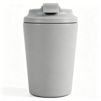 Mug à café en plastique à double paroi sous vide de 12 oz avec couvercle rabattable scellé, portable pour la voiture et le bureau, design classique pour la rentrée scolaire