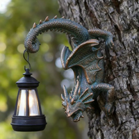 Lampe murale solaire en résine en forme de lézard, statue d'animal pour jardin, décoration extérieure