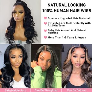 Parrucca Lace Front HD Trasparente 200 Densità con <span class=keywords><strong>Capelli</strong></span> Umani Vergini Remy Brasiliani Ondulati - Ingrosso - Product Image 3