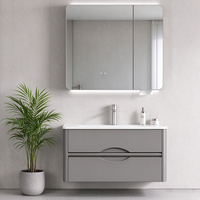 Ensemble de meuble-lavabo de salle de bain en PVC économique avec armoire miroir intelligente anti-buée murale étanche