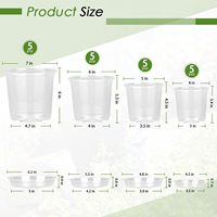 FUIJOL Pot Bunga Transparan 4-7 Inci dengan Lubang Drainase 20 Buah Plastik untuk Penggunaan Dalam/Luar Ruangan (Bibit & Tanaman)