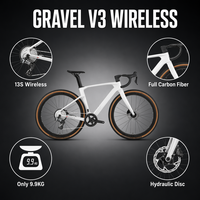 GRAVEL-V3 Vélo de route 24 vitesses en fibre de carbone avec freins à disque, transmission sans fil et câblage interne pour la conduite tout-terrain