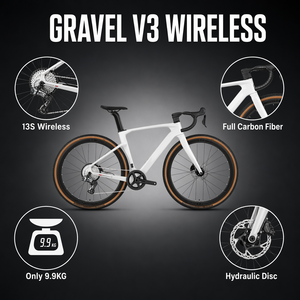 Bicicleta de Carretera GRAVEL-V3 de 24 Velocidades con Frenos de Disco de Fibra de Carbono, Cambio Inalámbrico y Cableado Interno para Ciclismo Todoterreno - Product Image 2