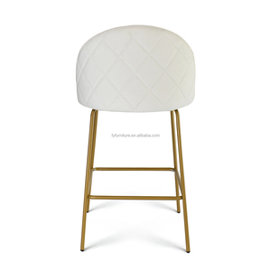 Vente en gros Petit déjeuner moderne de luxe Comptoir de cuisine Tabouret de bar en velours touffeté <span class=keywords><strong>chaise</strong></span> avec pieds en métal doré - Product Image 6