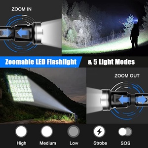 RTS-luz de <span class=keywords><strong>Flash</strong></span> más potente, <span class=keywords><strong>4</strong></span> engranajes, pantalla de potencia, 5 modos, linterna Led con Zoom Usb, batería 18650 o 26650, luces de emergencia - Product Image 4