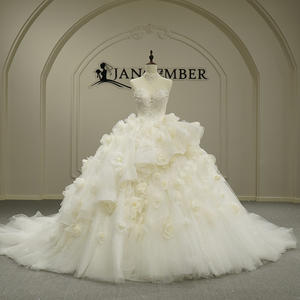 GT26040 Vestido de Novia Elegante y Moderno Estilo Princesa Francesa con Escote Corazón, Apliques, Cola Capilla, Largo hasta el Suelo, Sin Tirantes, de Tul - Product Image 1