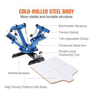 Machine d'impression sérigraphique DB Wholesale 4 couleurs 1 poste 21,2x17,7 pouces, presse sérigraphique double couche pour textiles - Product Image 6