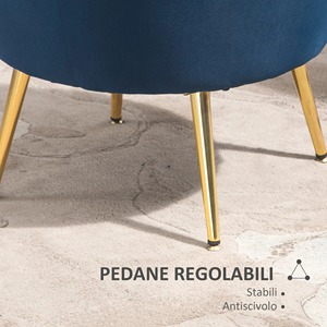 HOMCOM Sillón de Terciopelo Azul de Diseño Vintage, Silla de Dormitorio con Respaldo Alto 76x67x73cm, Azul - Product Image 6