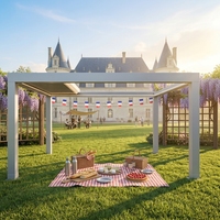 Pergola murale en aluminium écologique et durable Sweet Home, toit rétractable motorisé à lames orientables, imperméable, pour extérieur