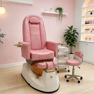 Sillón de Pedicura de Cuero Marrón de Lujo con Asiento Reclinable y Bañera de Hidromasaje sin Tuberías para Salón de Uñas - Product Image 2