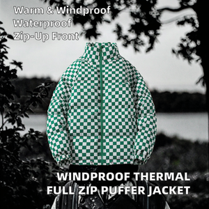 Windproof Thermal Full Zip Closure Fabric <b>Canvas</b> Cotton Fill Cold Weather Outerwear Puffer <b>Jacket</b> Men's - Product Image 2