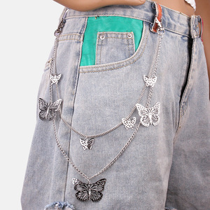 Cadena de cintura de doble capa con diseño de mariposa para mujer Yueli, cadena corporal de aleación de zinc estilo hip hop, accesorio de moda para uso diario, en stock. - Product Image 2