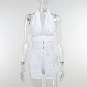 Casual Sexy Pretty and Cheap Clothes Backless Biker Ladies Short Two 2 Piece Set Outfit Summer Halter Short Sets <span class=keywords><strong>Ropa</strong></span> de <span class=keywords><strong>mujer</strong></span> - Product Image 2