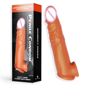 reusable silicon condom penis sleeves male penis pump sleeve silicone handjob masturbation sex toy flesh male dildos condoms