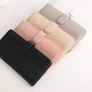 Hongbo Best Selling 6 Existing Colored Lizard Leather Card Wallet For Passports Bills Money As Binder Organizer/Budget Cover