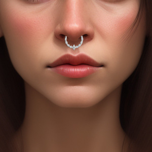 Nhẫn khuyên mũi titan ASTM F136, nhẫn khuyên <span class=keywords><strong>septum</strong></span> khảm zircon, nhẫn khuyên mũi hợp kim titan G23, trang sức xỏ khuyên - Product Image 1