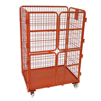 Chariot de manutention pliable en acier à 4 côtés durable avec pédale de sécurité intégrale, empilable pour le stockage de colis