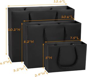 Bolsas de Papel de Regalo de Lujo con Logotipo Personalizado, Color Negro Mate y Oro Rosa, Bolsas de Compras Ecológicas con Asas y Lazo de Cinta - Product Image 2