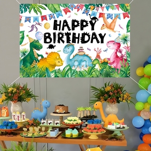 1 * 1,5 m Dinosaurier-Hintergrund Geburtstag Dekoration Fotografie Glückwunsch-Geburtstag Hintergrund Stand-Requisiten für Partyzubehör - Product Image 3