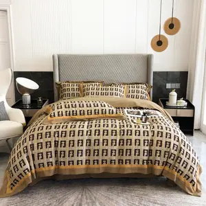100%cotton king size green bed sheets yellow lattice sanding duvet cover home textile bedding sets manufacturer